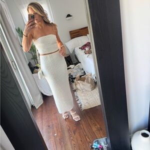 White Strapless Two-Piece Set